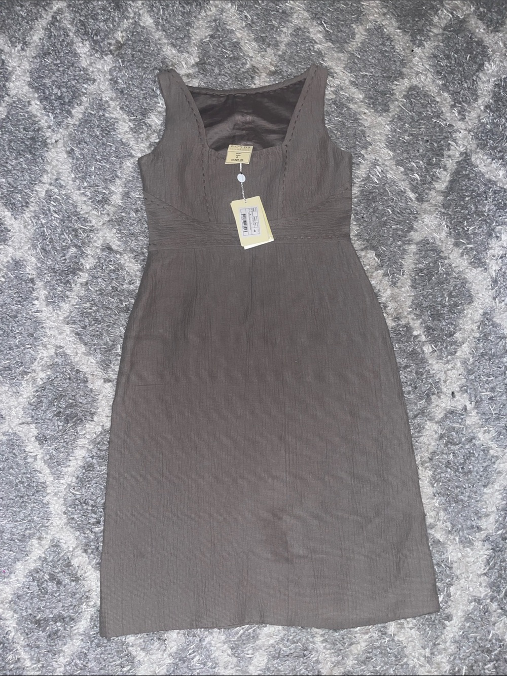 Classic Sleeveless Taupe Midi Dress with Scoop Neck